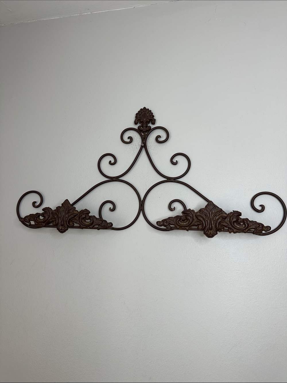 Ornate Scroll Metal Wall Decor - Brown